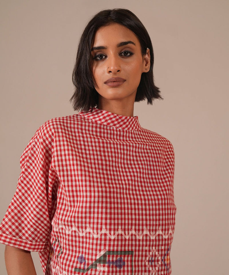 EMBER SHORE SET 100% cotton by Indigo Dreams in red color for women Worldwide