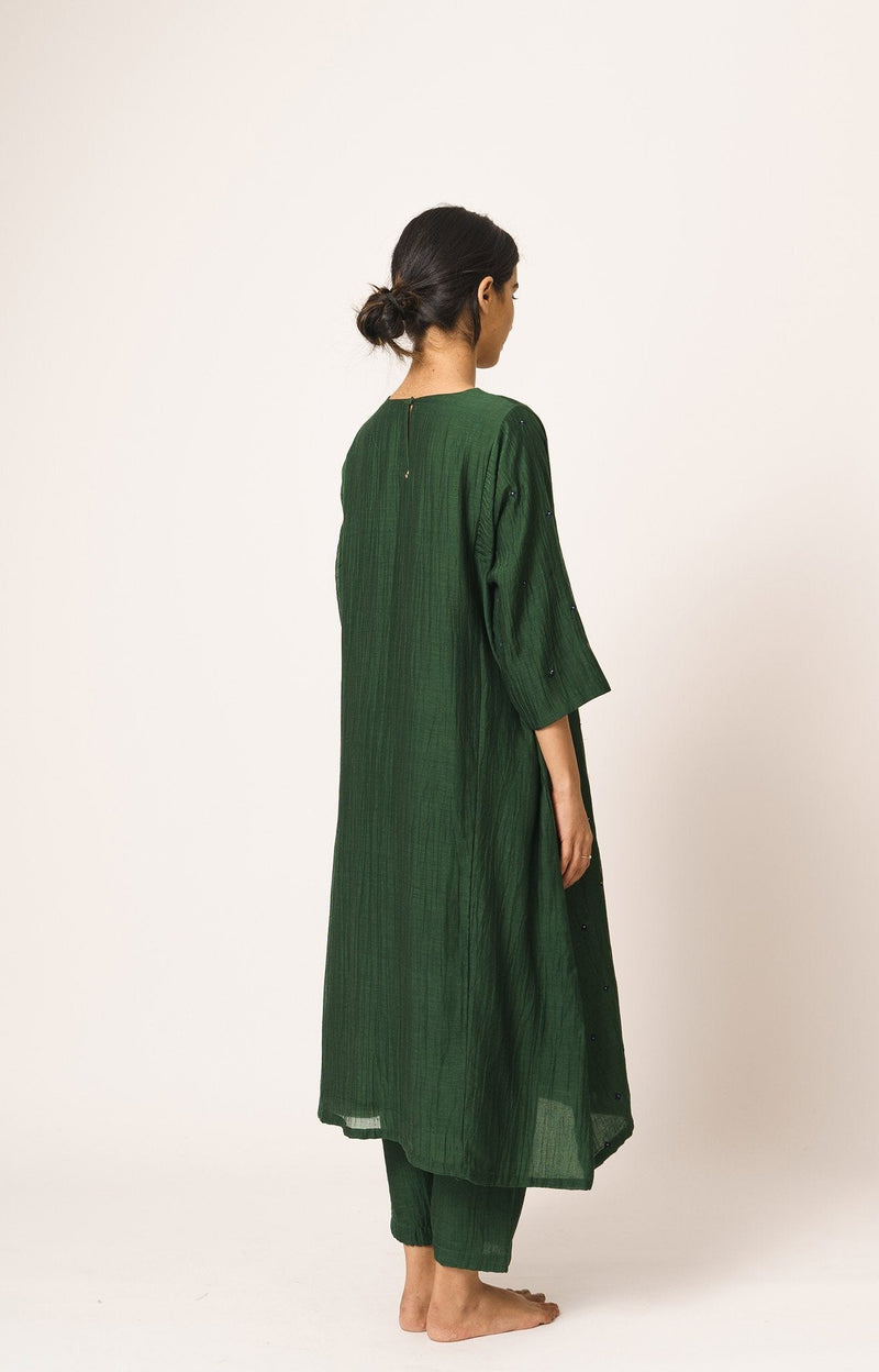 Emrald Chanderi Kurta and Pant Set with Resham and Zari Embroidery Fashion DOT