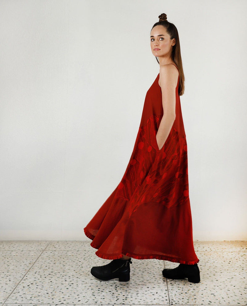 ESSENTIAL CHERRY RED MAXI DRESS Dress by Rias for women Worldwide