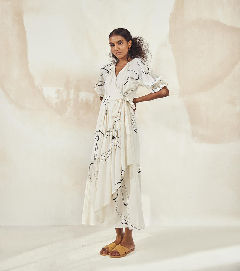 Eyes On Me Dress by Khara Kapas in white for women Worldwide