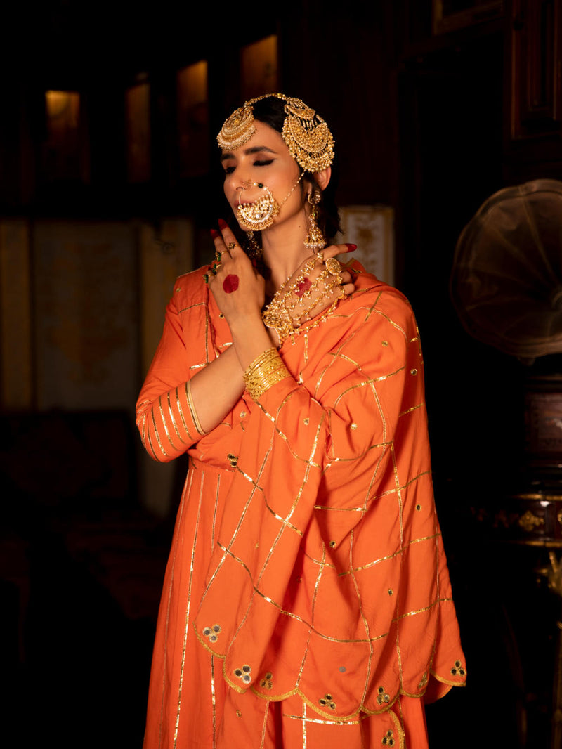 Falak Cotton Kalidaar Farshi Set Kurta Sets by Maison Shefali for women Worldwide