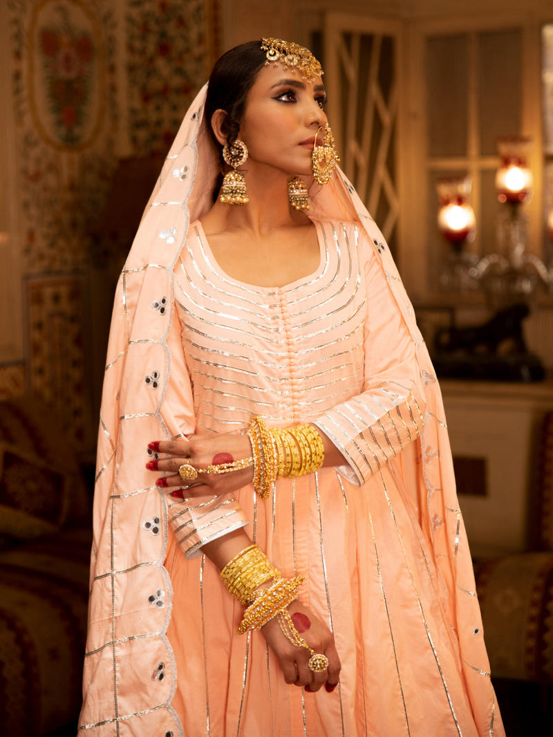 Falak - Gulaal Cotton Kalidaar Farshi Set Kurta Sets by Maison Shefali for women Worldwide