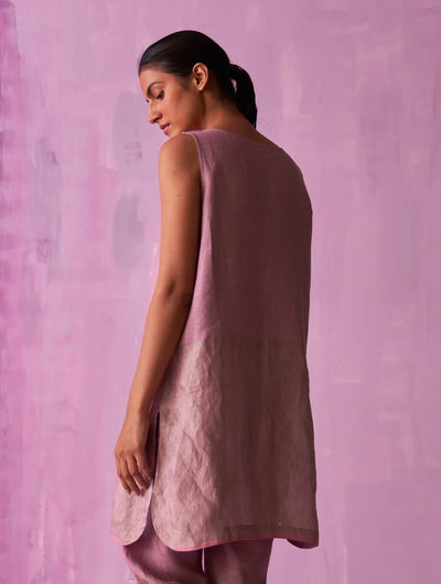 Keri Sleeveless Linen Kurta - Lavender