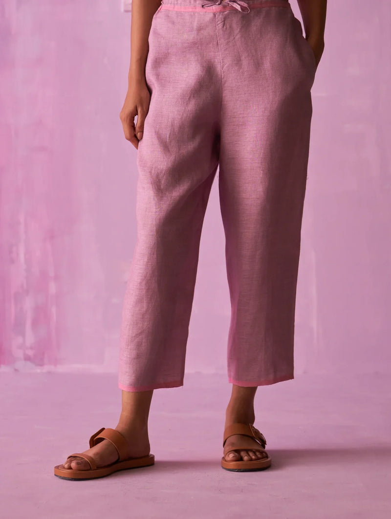 Ana Metallic Linen Co-ord Set - Lavender by Manan for women Worldwide