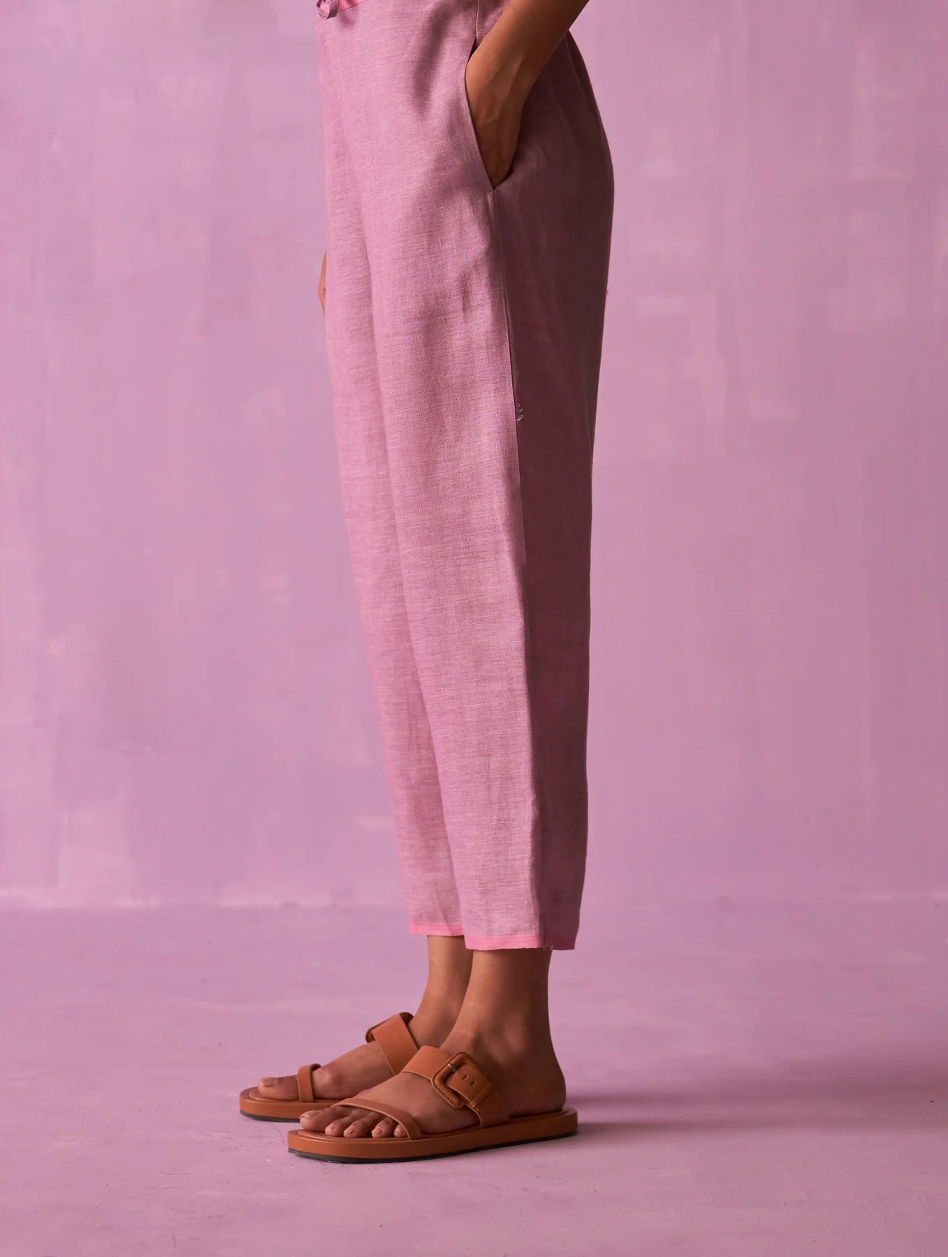 Ansa Tapered Linen Pant - Lavender