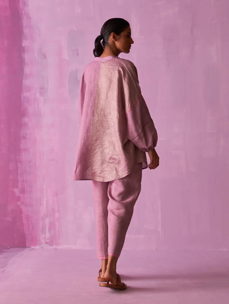 Ana Metallic Linen Co-ord Set - Lavender by Manan for women Worldwide