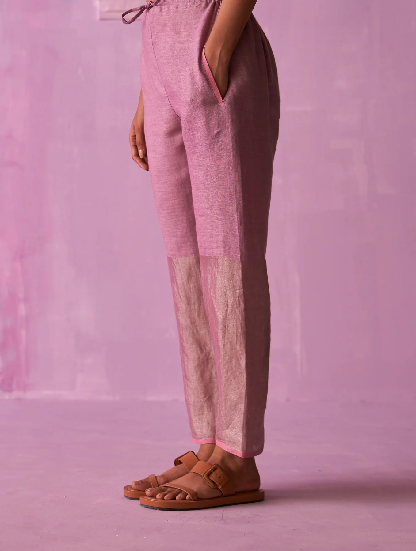 Essa Metallic
 Linen Pant
- Lavender