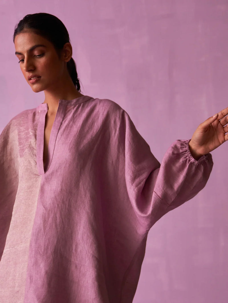 Ana Metallic Linen Co-ord Set - Lavender by Manan for women Worldwide