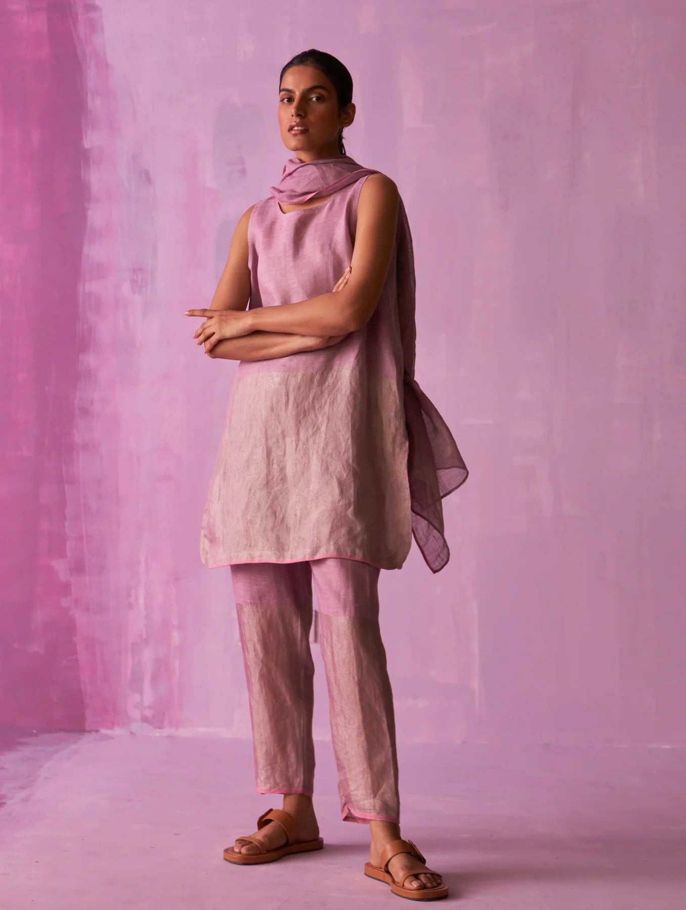 Essa Metallic
 Linen Pant
- Lavender