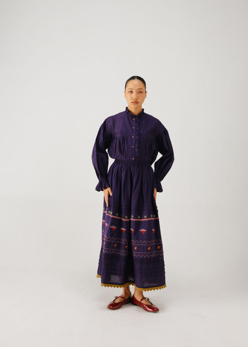 Fiji set-Ink folk emb. silk by CORD for women Worldwide