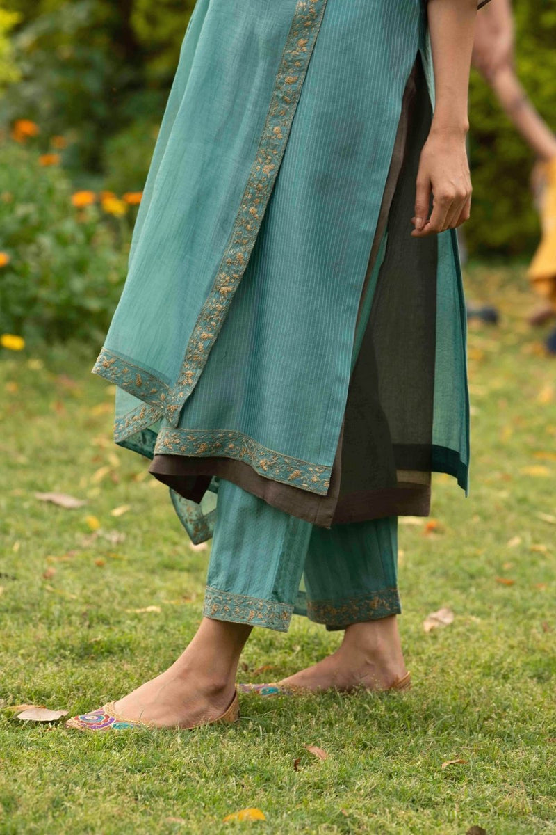 Firoza Teal Kurta Set by Priti Prashant for women Worldwide
