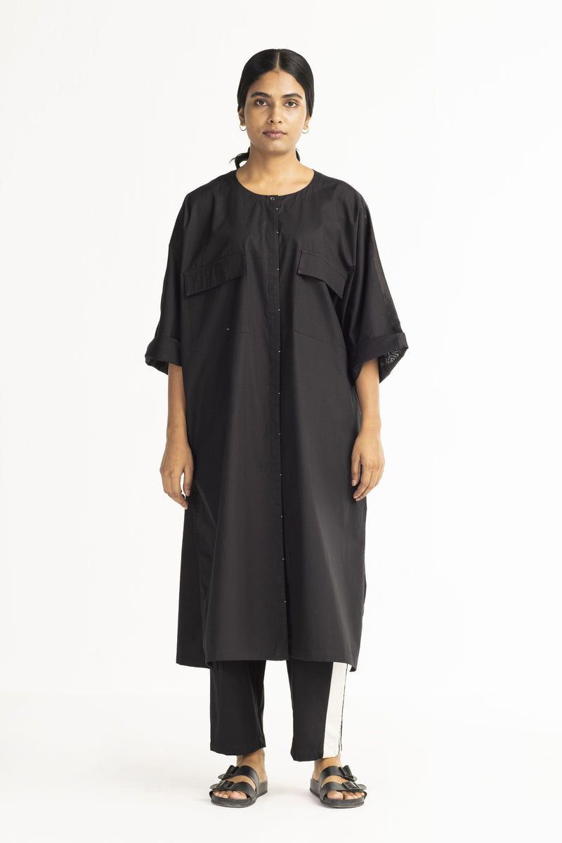 Flap Pocket Shirt Co-ord - Black by THREE for women Worldwide
