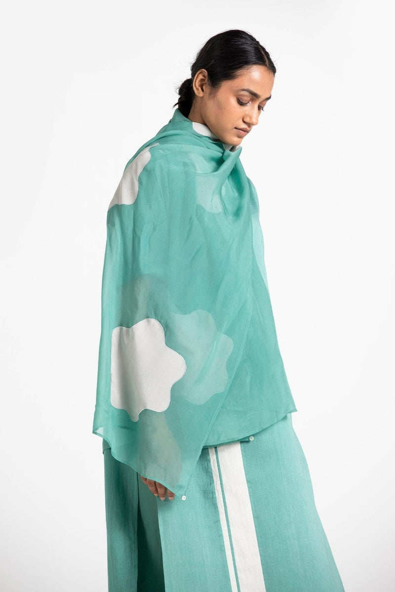 Floral Applique Scarf Mineral Green by THREE for women Worldwide