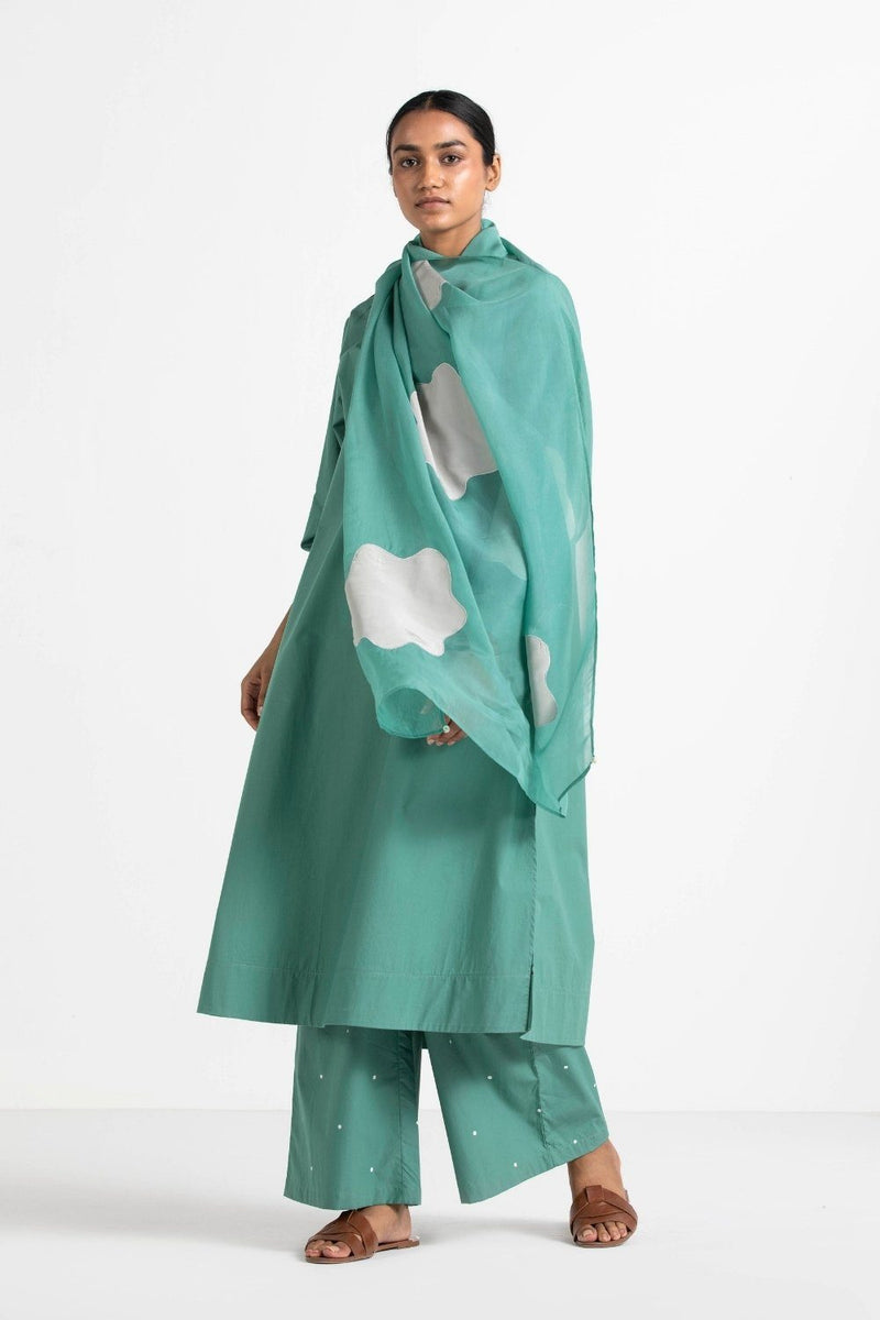 Floral Applique Scarf Mineral Green by THREE for women Worldwide