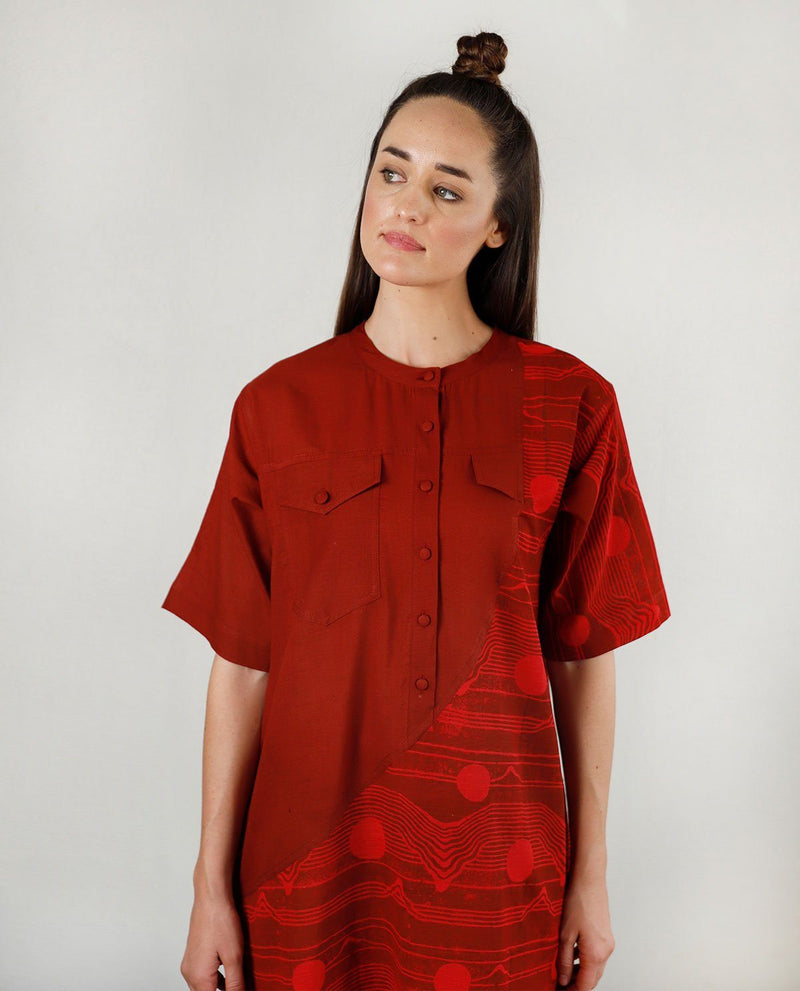 FLUID RED POCKET DRESS Dress by Rias for women Worldwide