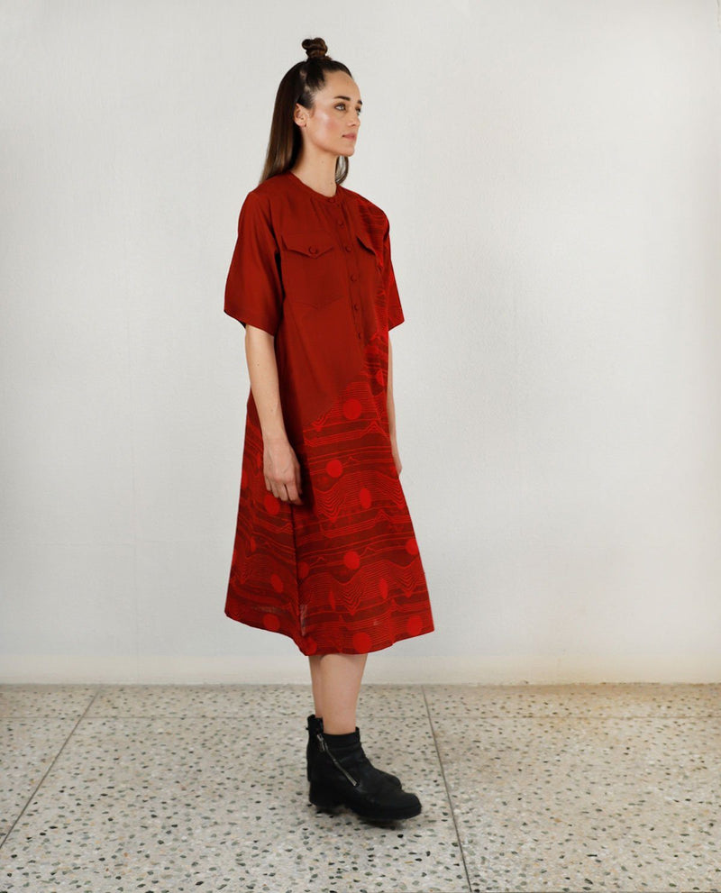 FLUID RED POCKET DRESS Dress by Rias for women Worldwide