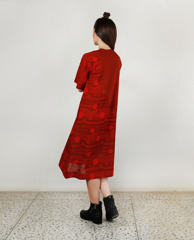 FLUID RED POCKET DRESS Dress by Rias for women Worldwide
