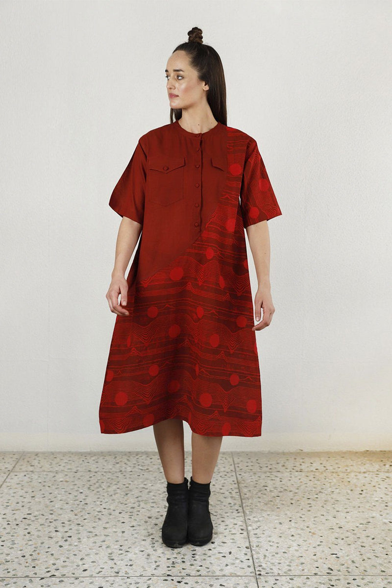 FLUID RED POCKET DRESS Dress by Rias for women Worldwide