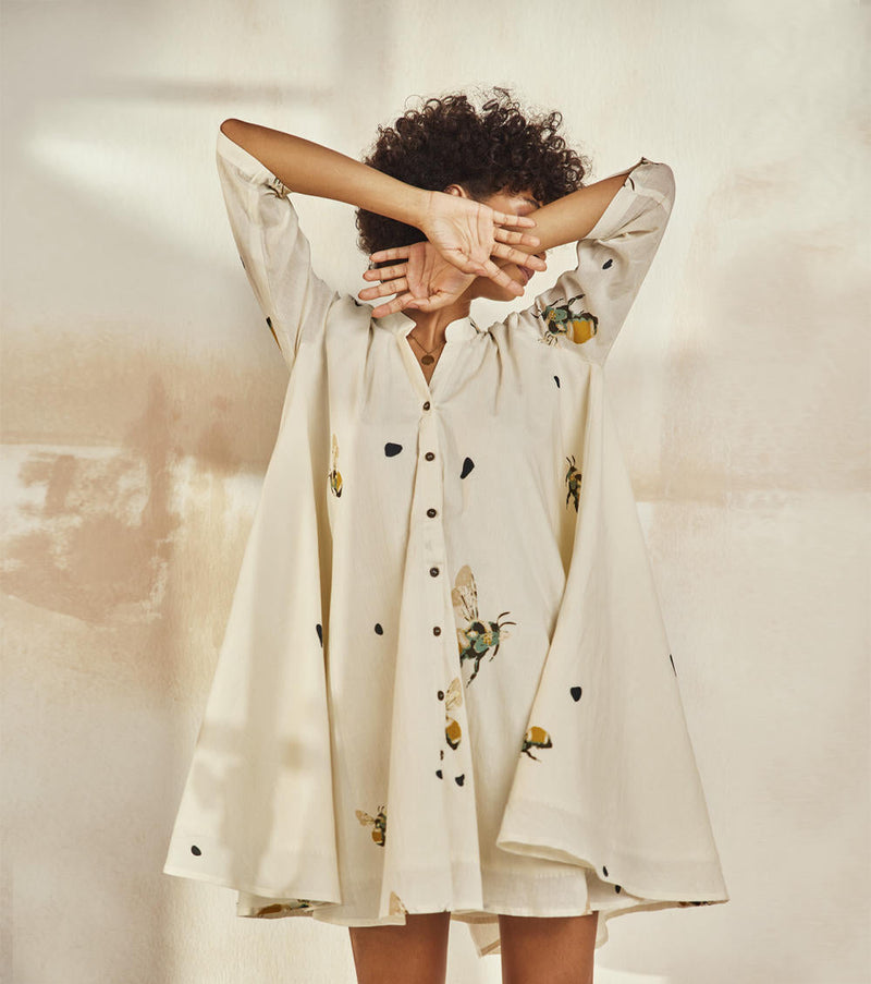 Fly The Coop Dress by Khara Kapas in white for women Worldwide