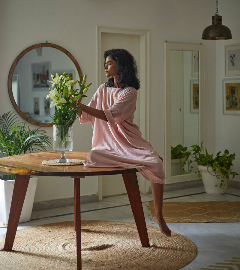 French Rose Kaftan Lounge Wear by Khara Kapas for women Worldwide