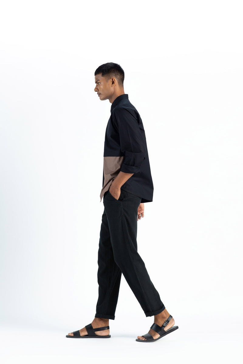 Front Pocket Shirt- Black Men THREE Men 