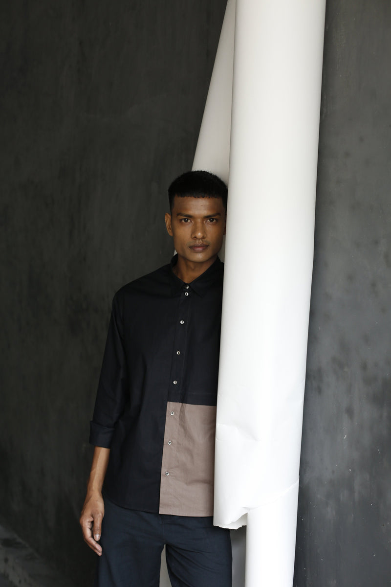 Front Pocket Shirt- Black Men THREE Men 