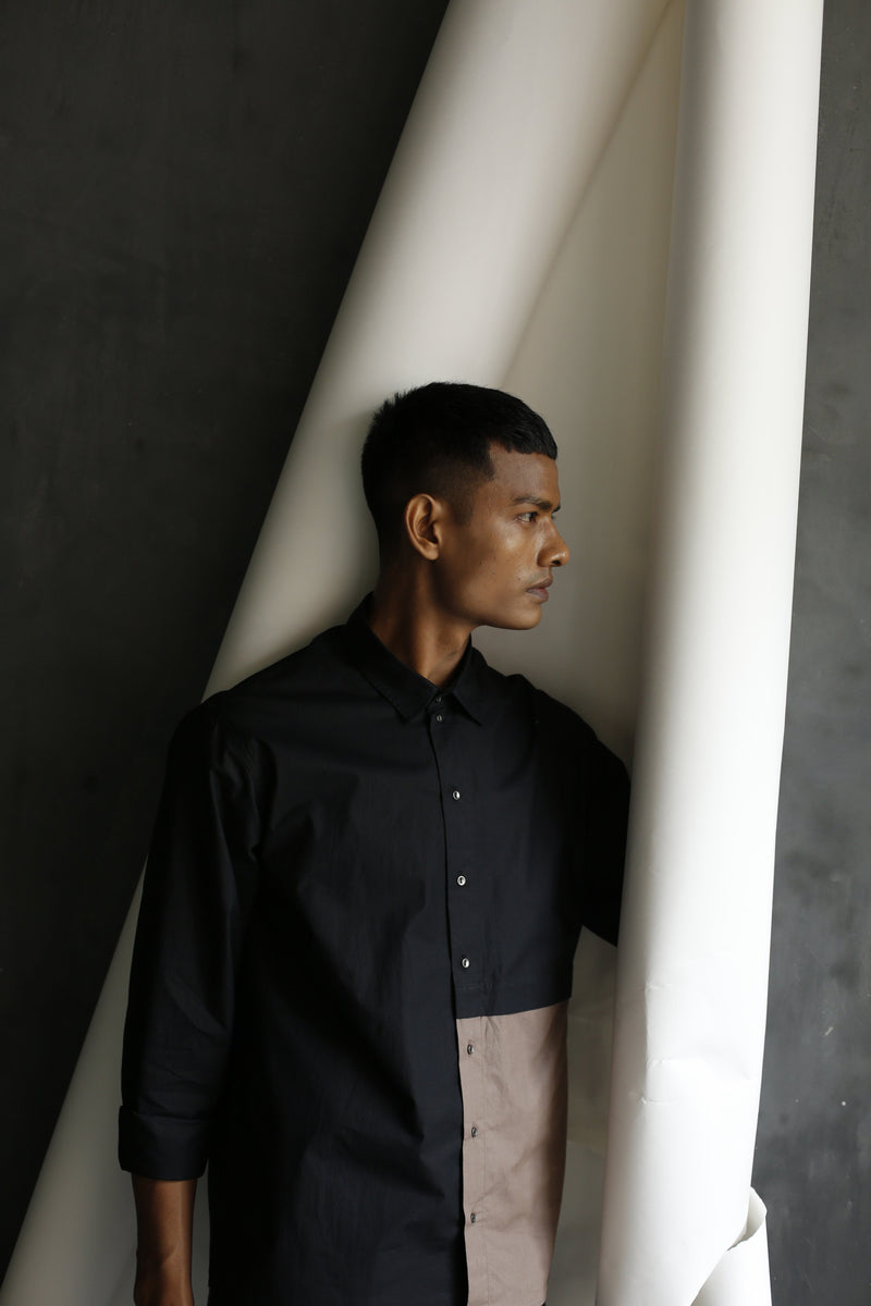 Front Pocket Shirt- Black Men THREE Men 