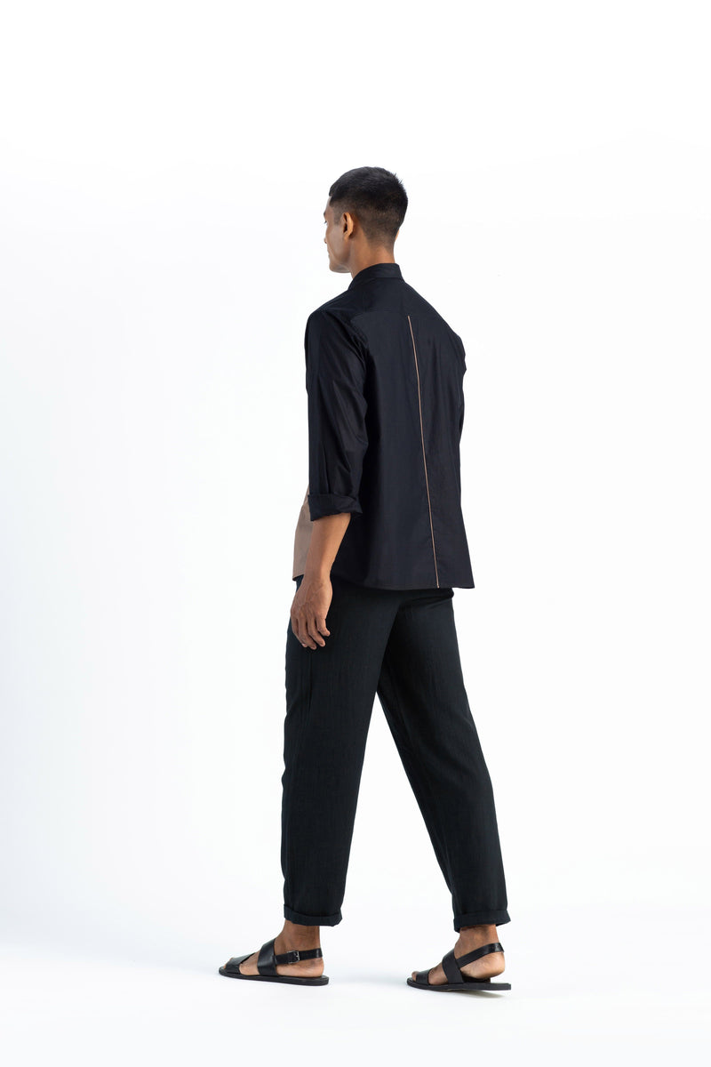 Front Pocket Shirt- Black Men THREE Men 