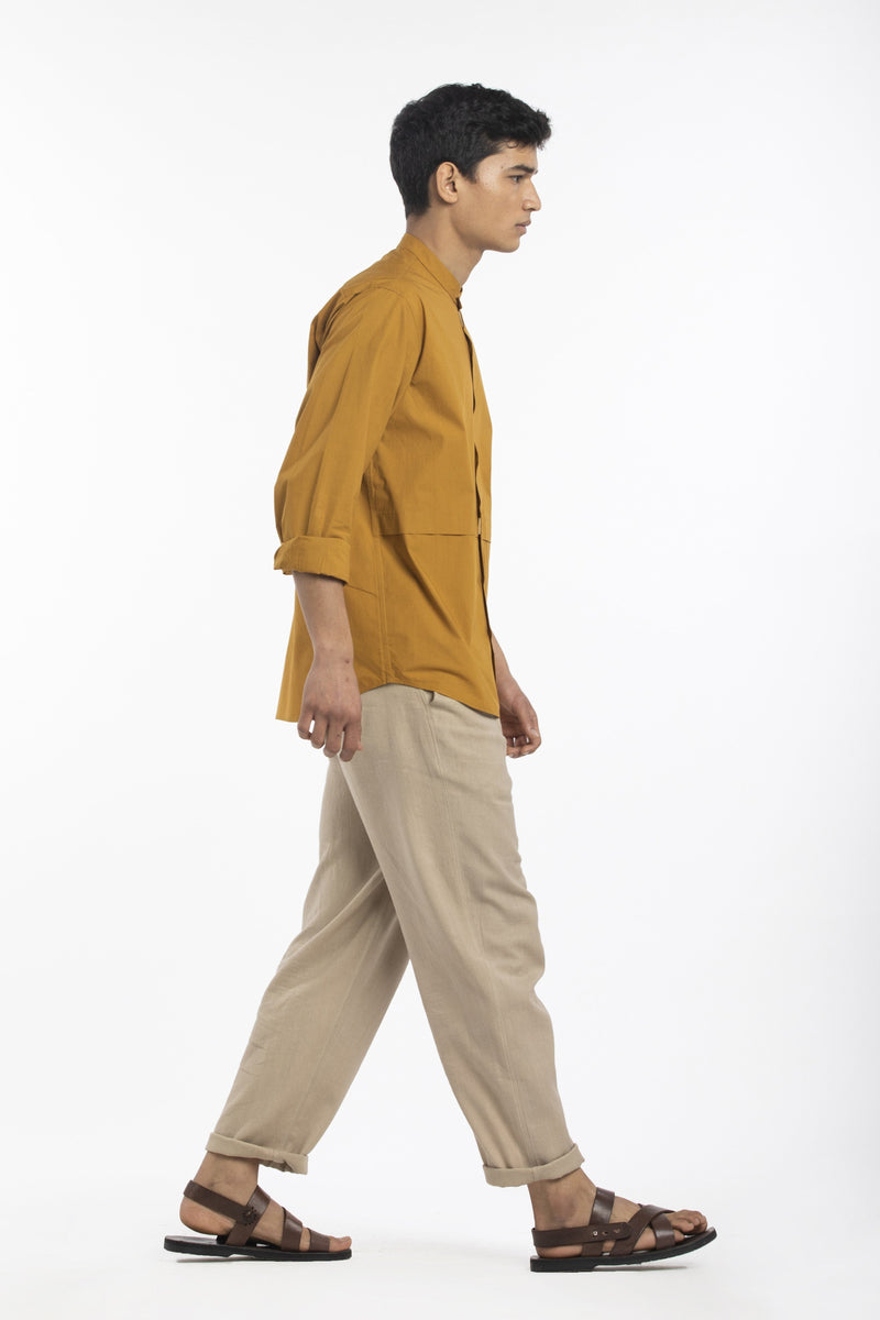 FRONT POCKET SHIRT CO-ORD-MUSTARD Men THREE Men 