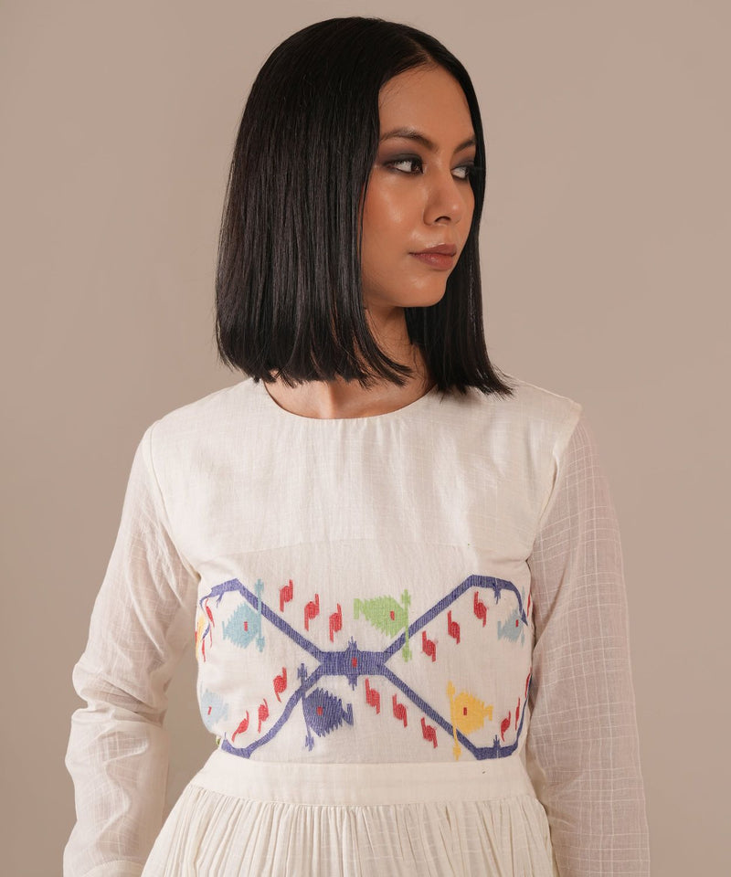 FROSTED PETAL DRESS silk by Indigo Dreams in white color for women Worldwide