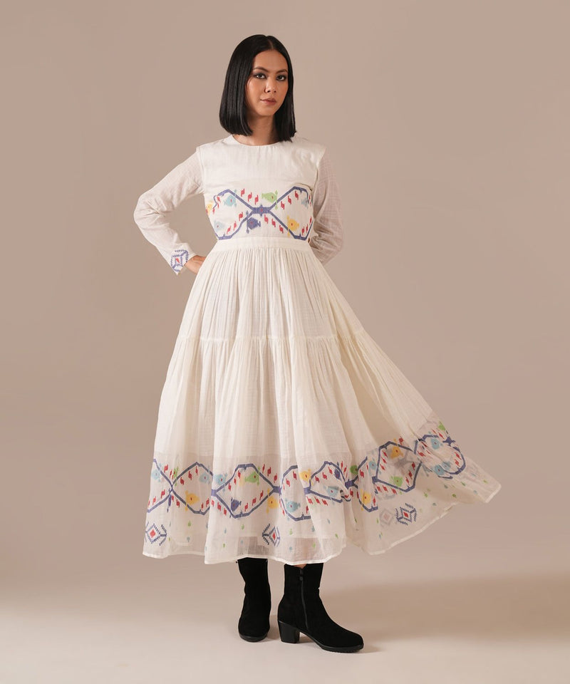 FROSTED PETAL DRESS silk by Indigo Dreams in white color for women Worldwide