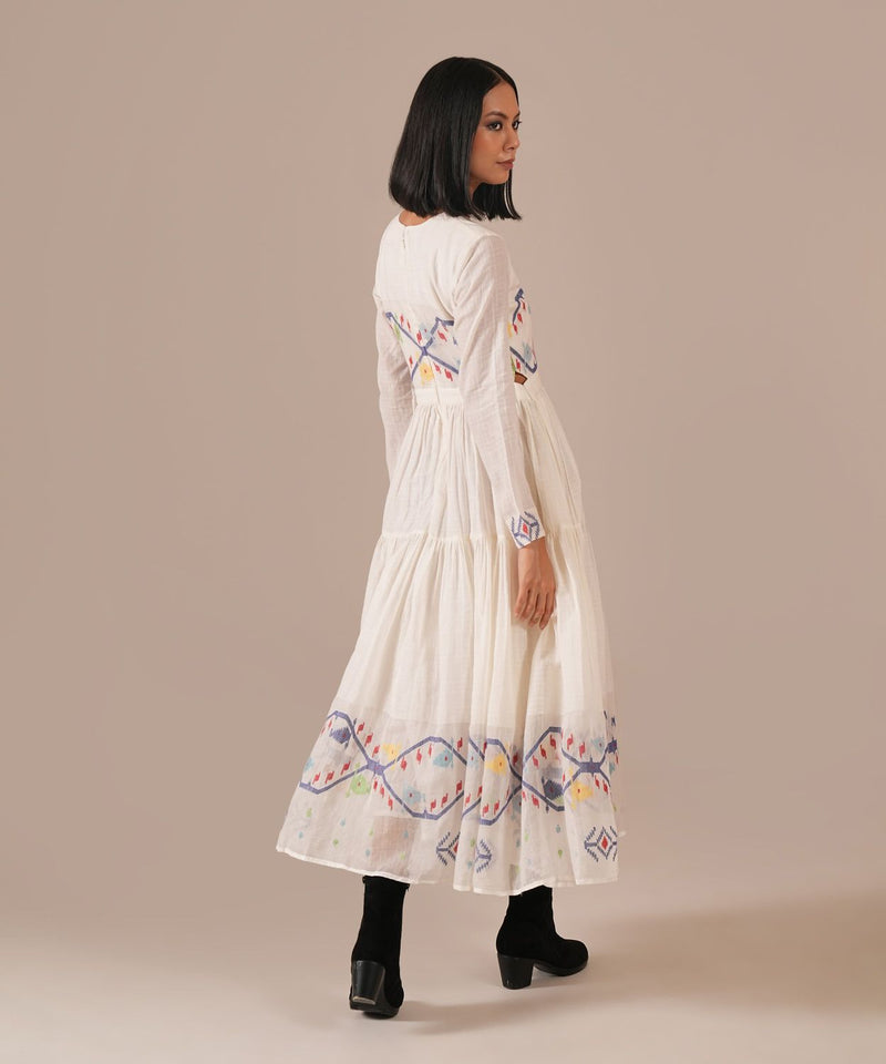 FROSTED PETAL DRESS silk by Indigo Dreams in white color for women Worldwide