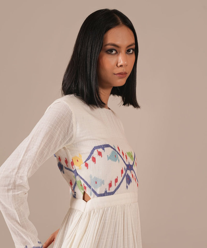 FROSTED PETAL DRESS silk by Indigo Dreams in white color for women Worldwide