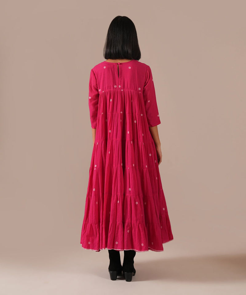 FUCHSIA HALO DRESS 100% cotton by Indigo Dreams in red color for women Worldwide