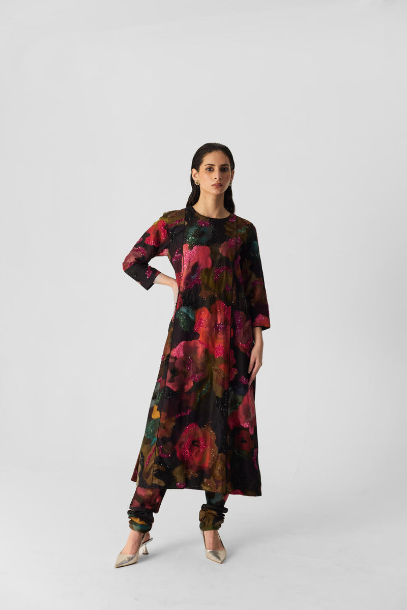 FURONG KALIDAR KURTA SET silk by Yam in multi color for women Worldwide