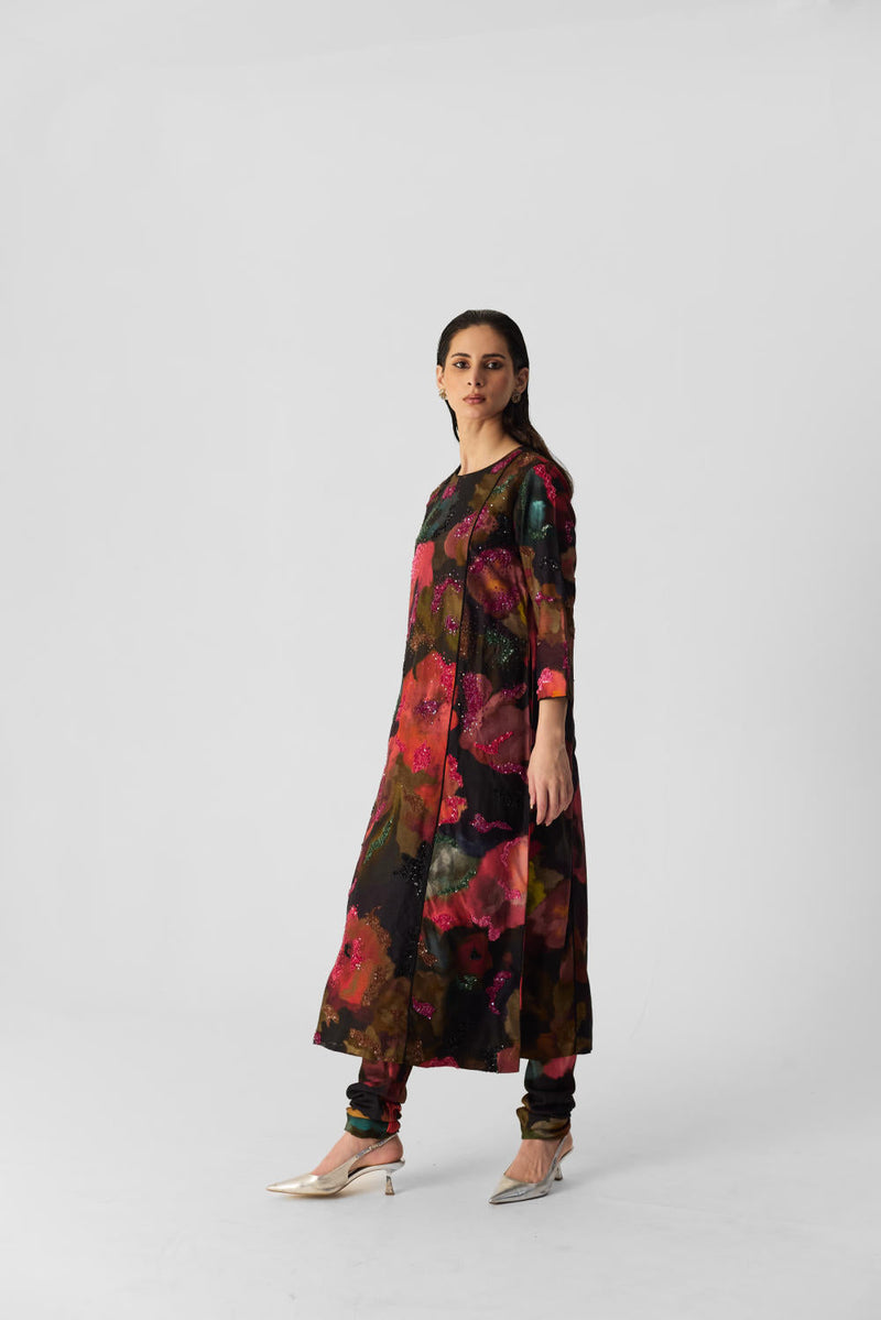 FURONG KALIDAR KURTA SET silk by Yam in multi color for women Worldwide