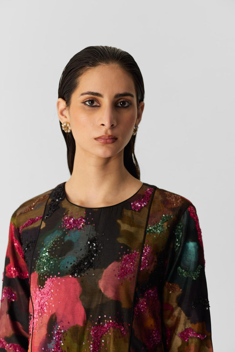 FURONG KALIDAR KURTA SET silk by Yam in multi color for women Worldwide