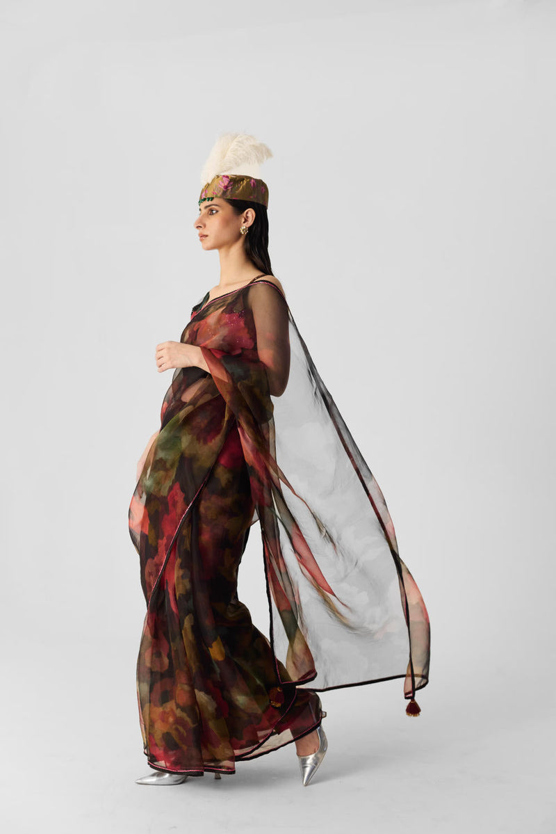 FURONG SAREE organza by Yam in multi color for women Worldwide