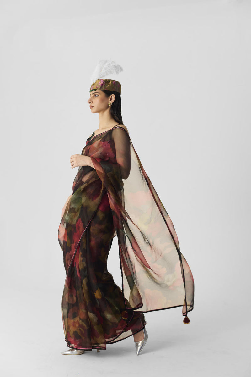 FURONG SAREE organza by Yam in multi color for women Worldwide