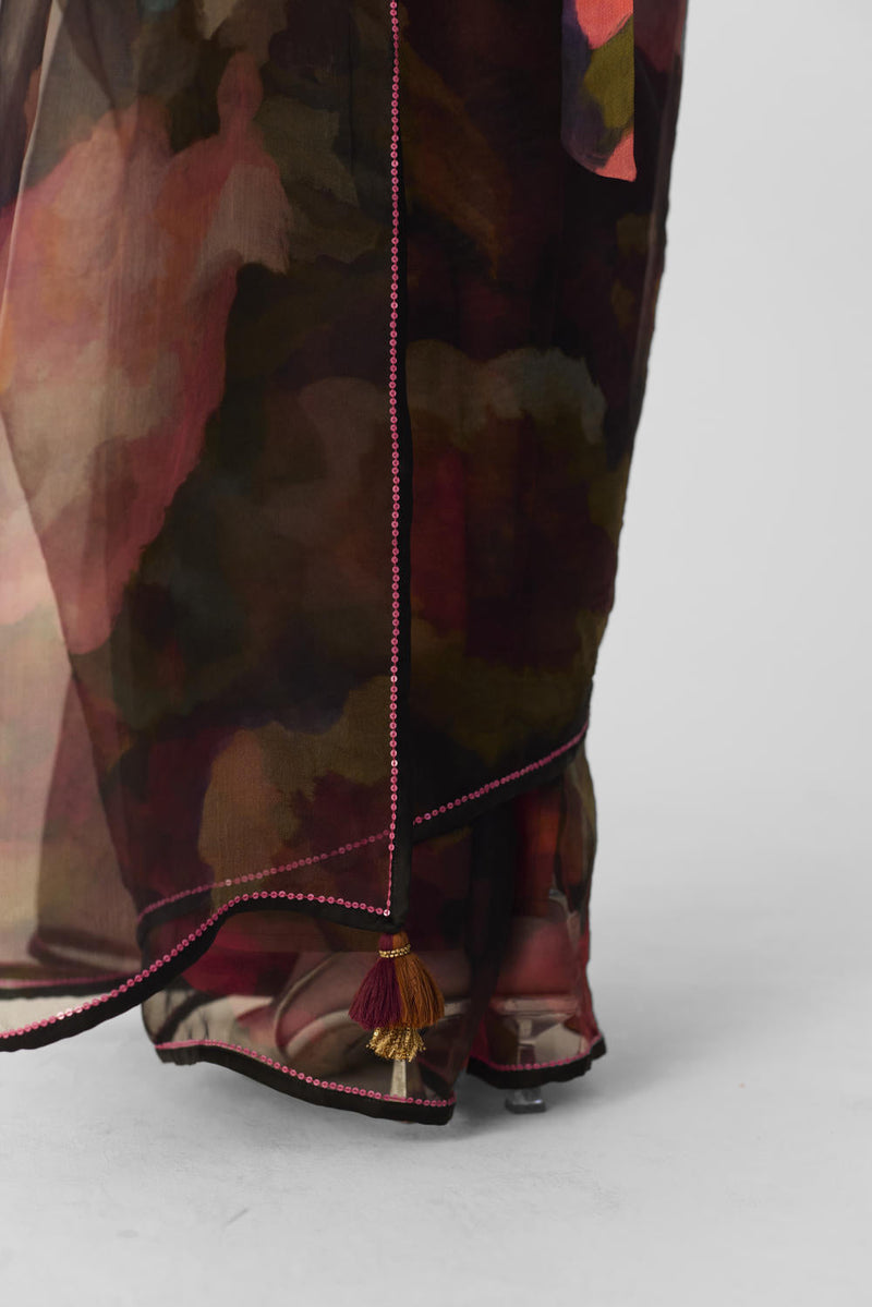 FURONG SAREE organza by Yam in multi color for women Worldwide