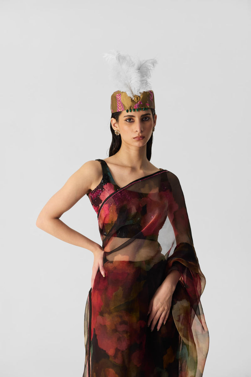 FURONG SAREE organza by Yam in multi color for women Worldwide