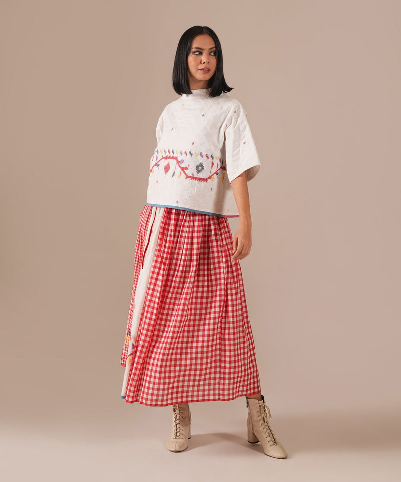 GARNET IVORY SET 100% cotton by Indigo Dreams in red color for women Worldwide