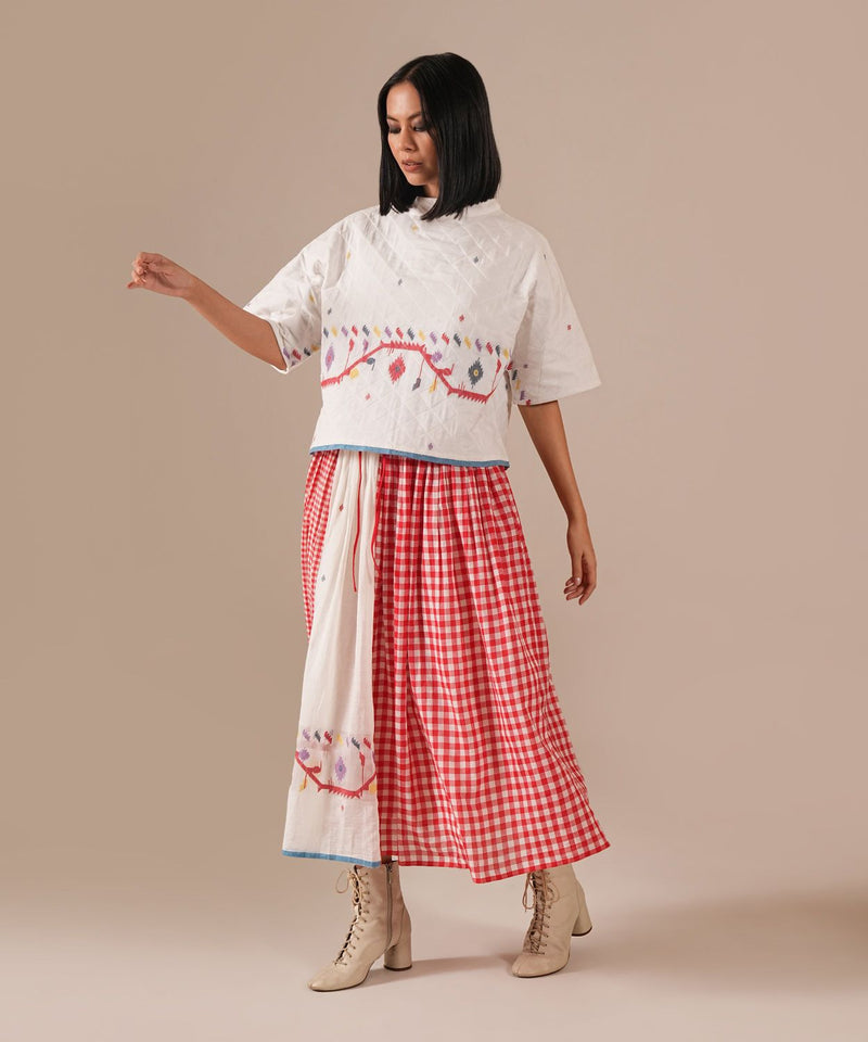 GARNET IVORY SET 100% cotton by Indigo Dreams in red color for women Worldwide