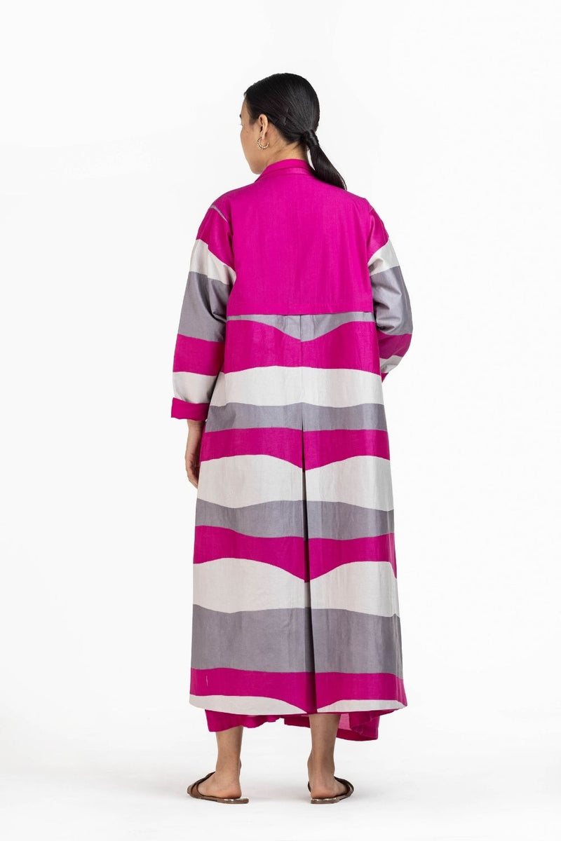 Gather Neck Dress - Applique Jacket Co-ord Hot Pink Co-ord Set,Dress by THREE for women Worldwide