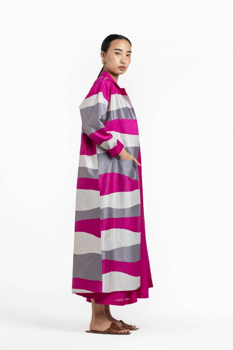 Gather Neck Dress - Applique Jacket Co-ord Hot Pink Co-ord Set,Dress by THREE for women Worldwide