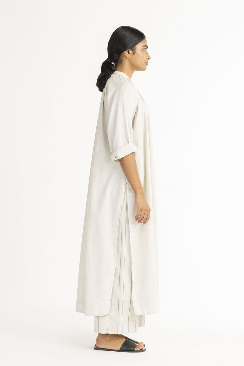 Gather Neck Shirt Co-ord - Beige by THREE in white color for women Worldwide