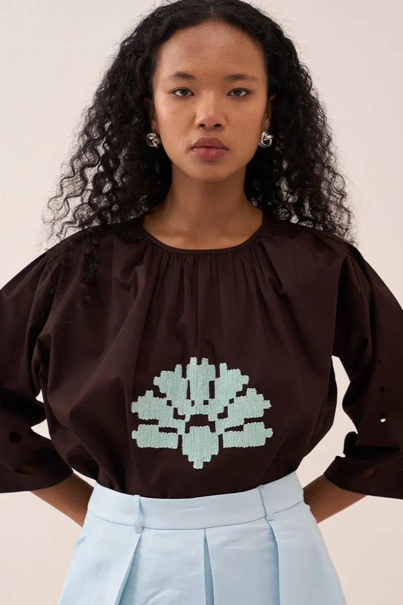 Side U-Panel Bottom by THREE in blue color for women Worldwide