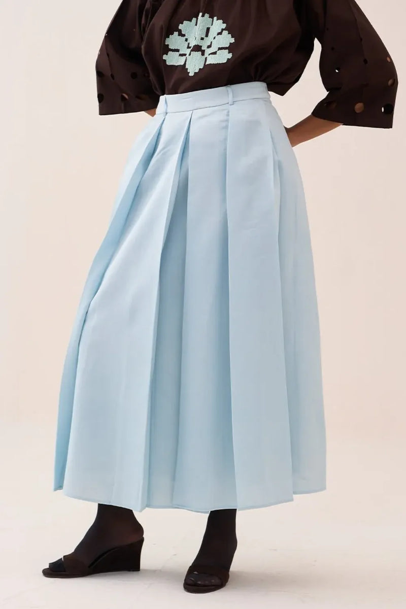 Side U-Panel Bottom by THREE in blue color for women Worldwide