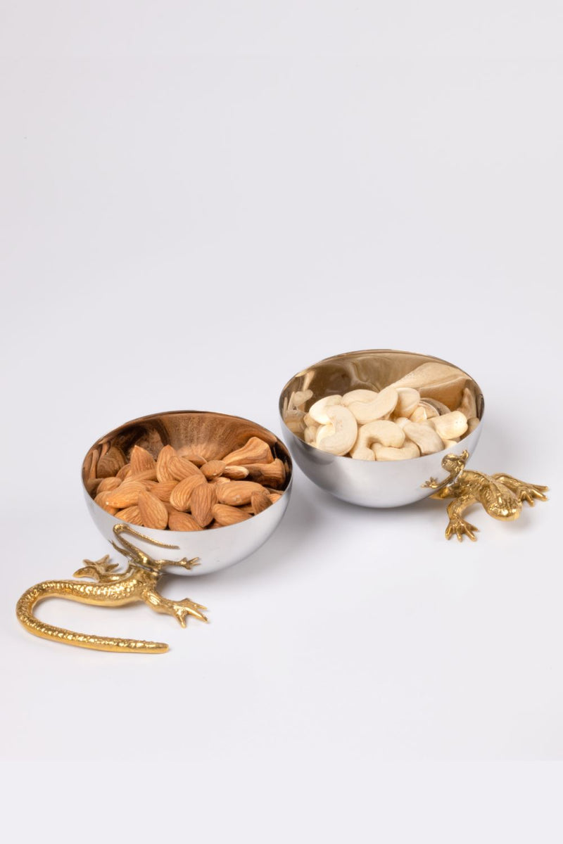 Gecko Nut Bowls-Set of 2 linen by Gado Living for Worldwide
