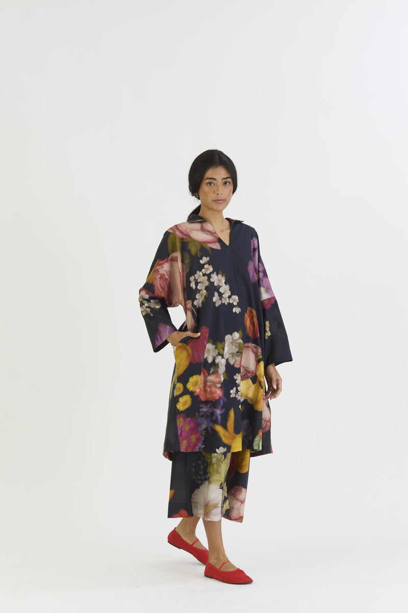 GLORY BLACK COTTON KURTA SET cotton by Yam for women Worldwide